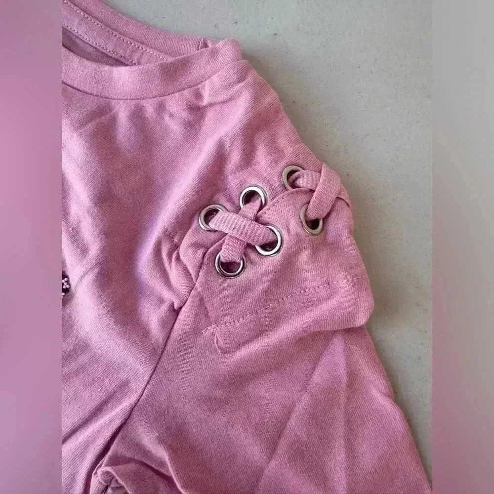 DKNY Girls' Fashion Long Sleeve T-Shirt Love Pink Heather Size 6x and 5T - Picture 4 of 9